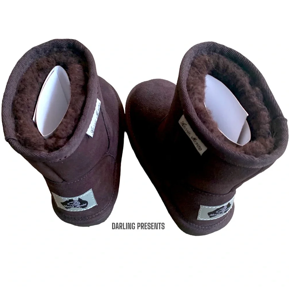 Aussie Merino Suede Boots Kids Color Brown Size Y11